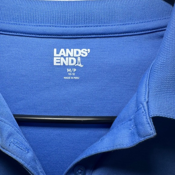 Lands End Womens Blue Short Sleeve Polo Shirt Size M 10/12 Casual Comfort - Picture 5 of 8